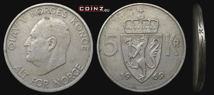 5 koron 1963-1973 - monety Norwegii
