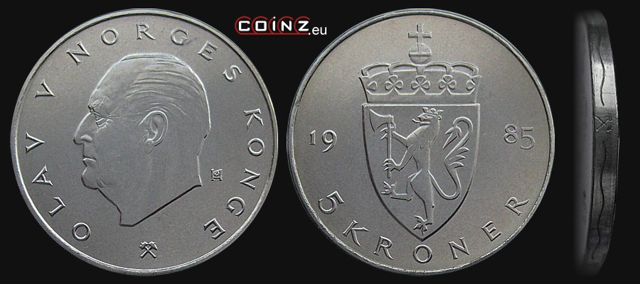 5 koron 1974-1988 - monety Norwegii