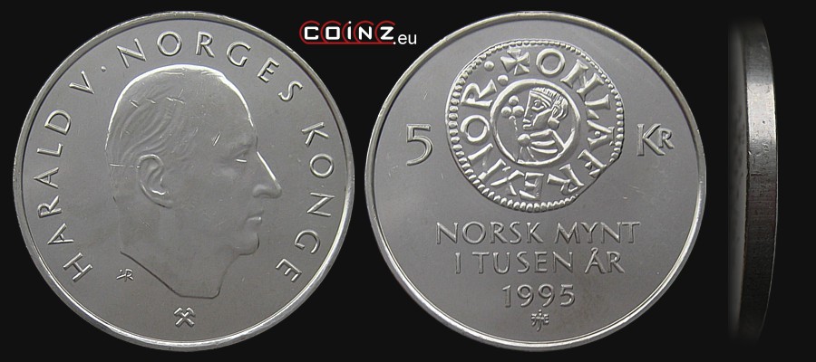5 koron 1995 - 1000 Lat Monety Norweskiej - monety Norwegii