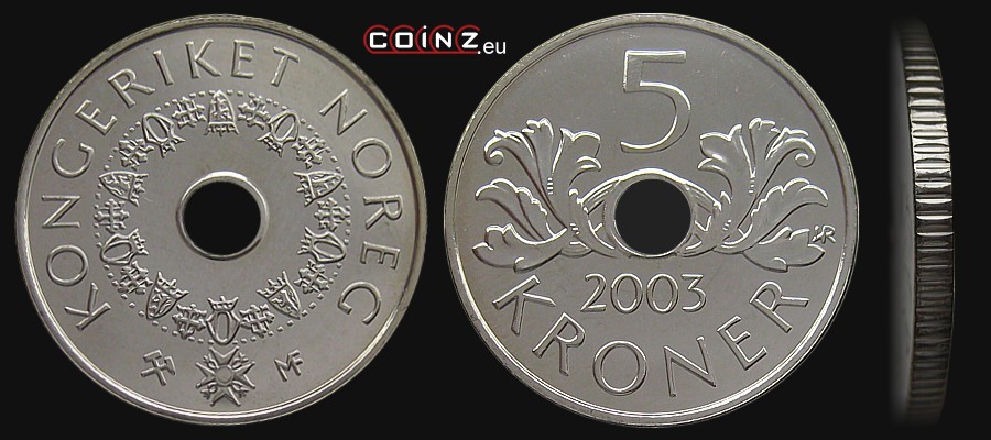 5 koron od 1998 - monety Norwegii