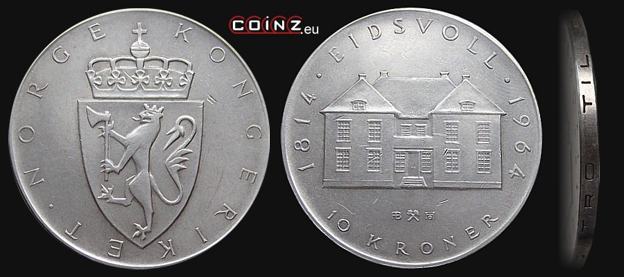 10 koron 1964 - 150. Rocznica Podpisania Konstytucji - monety Norwegii