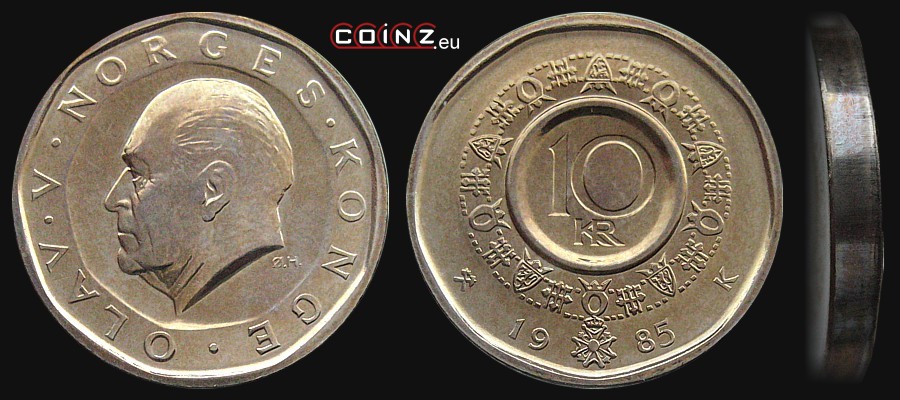 10 koron 1983-1991 - monety Norwegii