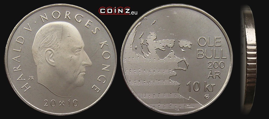 10 koron 2010 Ole Bull - monety Norwegii