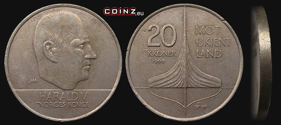 20 koron 1999 - Statek Wikingów - monety Norwegii
