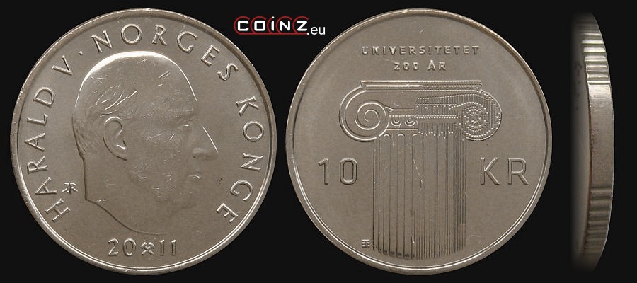 10 kroner 2011 - 200 Years of Oslo University - Norwegian coins