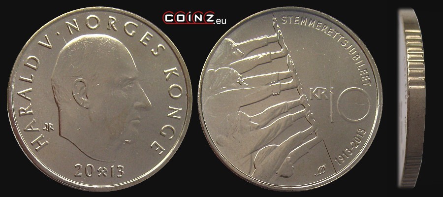 10 kroner 2013 - Universal Suffrage - Norwegian coins