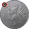 5 koron 1997 - 350 Lat Poczty Norweskiej - monety morweskie