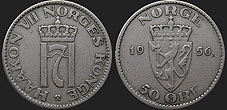 Monety Norwegii - 50 ore 1953-1957