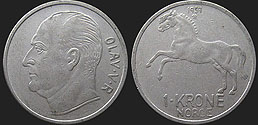 Monety Norwegii - 1 korona 1958-1973