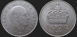 Monety Norwegii - 1 korona 1992-1996