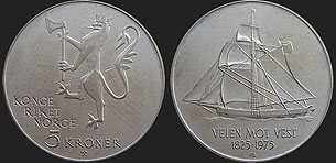 Monety Norwegii - 5 koron 1975 Droga na Zachód