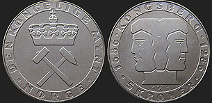 Monety Norwegii - 5 koron 1986 300 Lat Mennicy Królewskiej