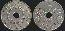Monety Norwegii - 5 koron od 1998