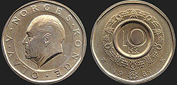 Monety Norwegii - 10 koron 1983-1991