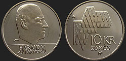 Monety Norwegii - 10 koron od 1995