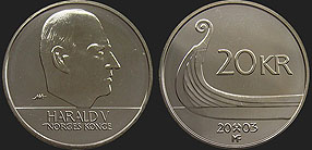 Monety Norwegii - 20 koron od 1994