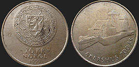 Monety Norwegii - 20 koron 1999 700 Lat Twierdzy Akershus