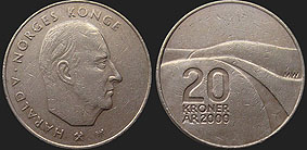 Monety Norwegii - 20 koron 2000 Rok 2000