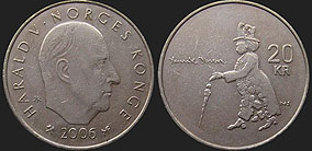 Monety Norwegii - 20 koron 2006 Henrik Ibsen