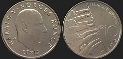 Monety Norwegii - 10 koron 2013 Powszechne Prawo Wyborcze