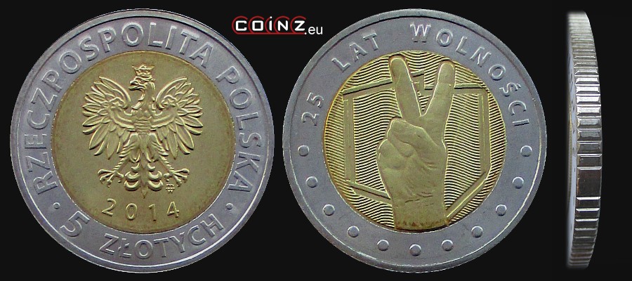 5 złotych 2014 25 Lat Wolności- monety Polski