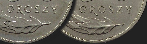 Variety of coins with face value 50 groszy from 2010