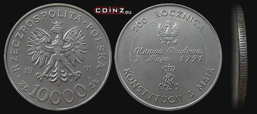 10000 złotych 1991 Constitution of 3rd May 1791 - Polish coins