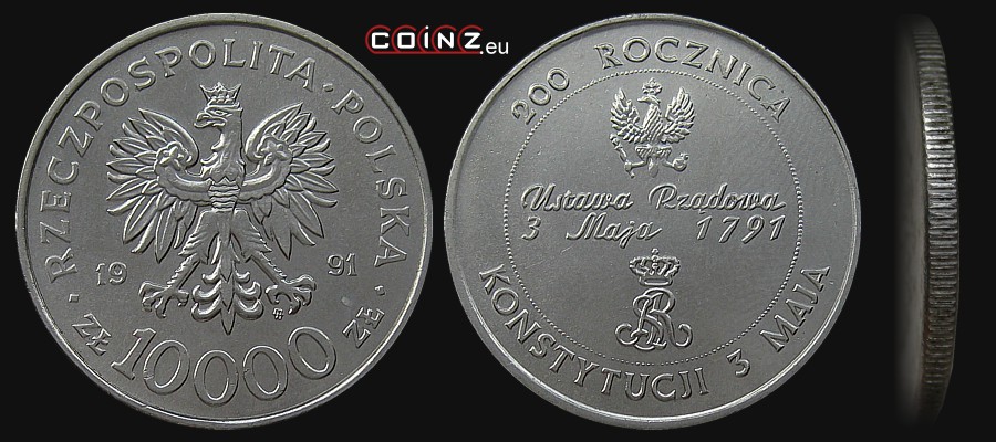 10000 złotych 1991 Konstytucja 3 Maja 1791 - monety Polski