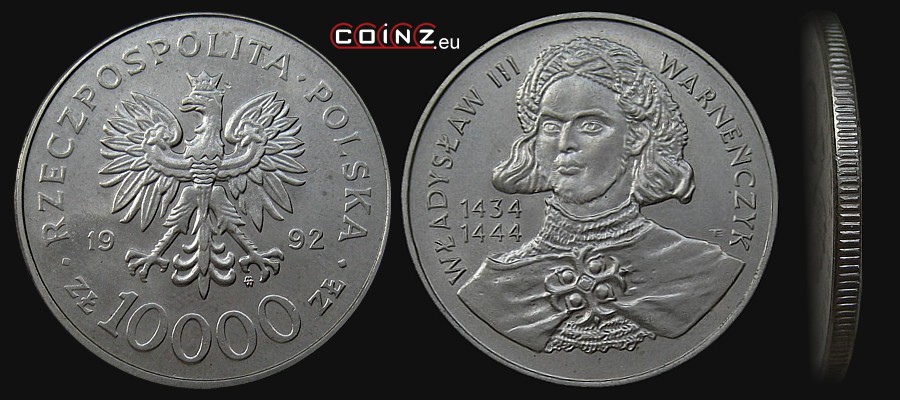 10000 złotych 1992 Wladyslaw III Warnenczyk - Polish coins