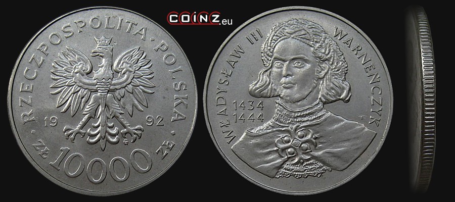 10000 złotych 1992 Władysław III Warneńczyk - monety Polski