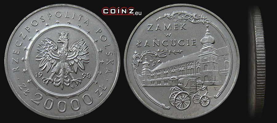 20000 złotych 1993 Zamek w Łańcucie - monety Polski