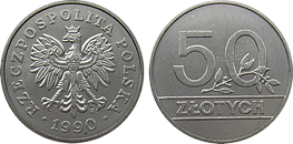 Monety Polski - 50 złotych 1990