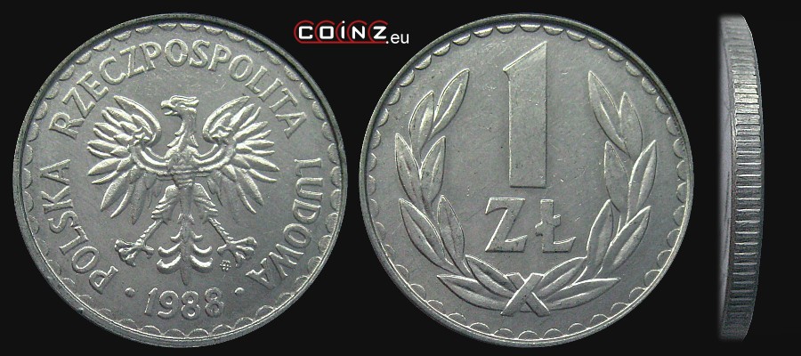1 złoty 1986-1988 - Polish coins (PRL)