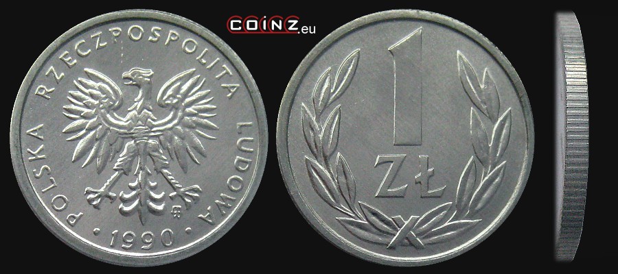 1 złoty 1989-1990 - Polish coins (PRL)