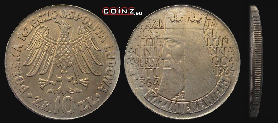 10 złotych 1964 - 600 Years of the Jagiellonian University - Polish coins (PRL)
