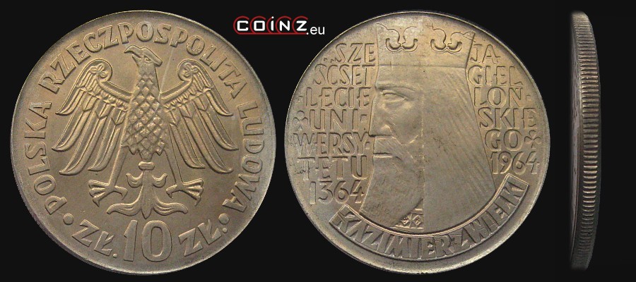 10 złotych 1964 - 600 Lat Uniwersytetu Jagiellońskiego - monety Polski (PRL)