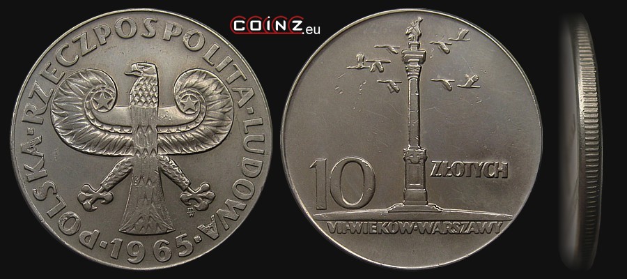 10 złotych 1965 7 Centuries of Warsaw - Sigismund's Column - Polish coins (PRL)