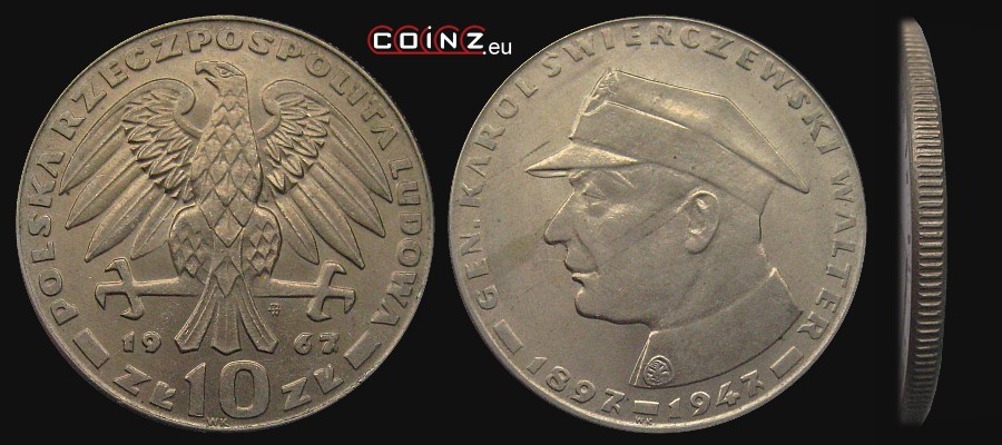 10 złotych 1967 Gen. Karol Świerczewski - Polish coins (PRL)