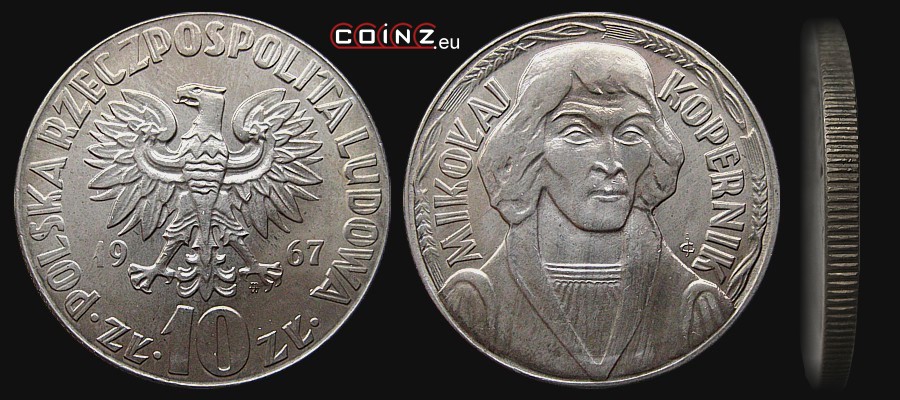 10 złotych 1967-1969 Nicolaus Copernicus - Polish coins (PRL)