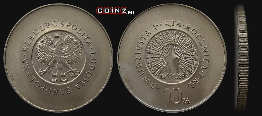 10 złotych 1969 - 25 Years of People's Republic of Poland - Polish coins (PRL)
