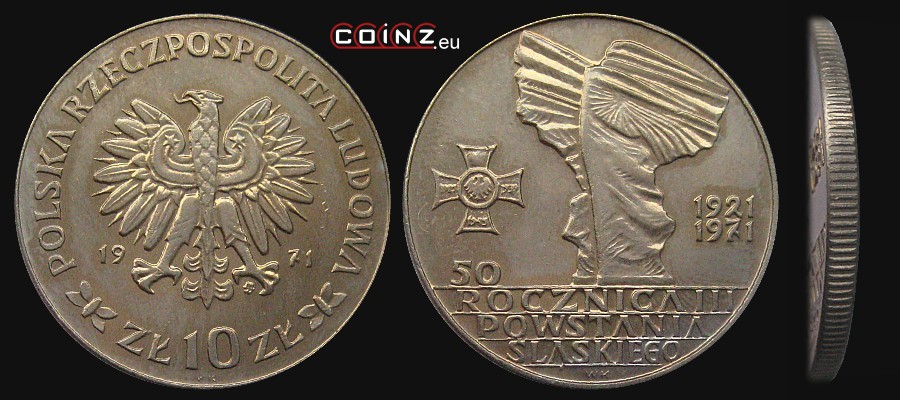 10 złotych 1971 Silesian Uprising - Polish coins (PRL)
