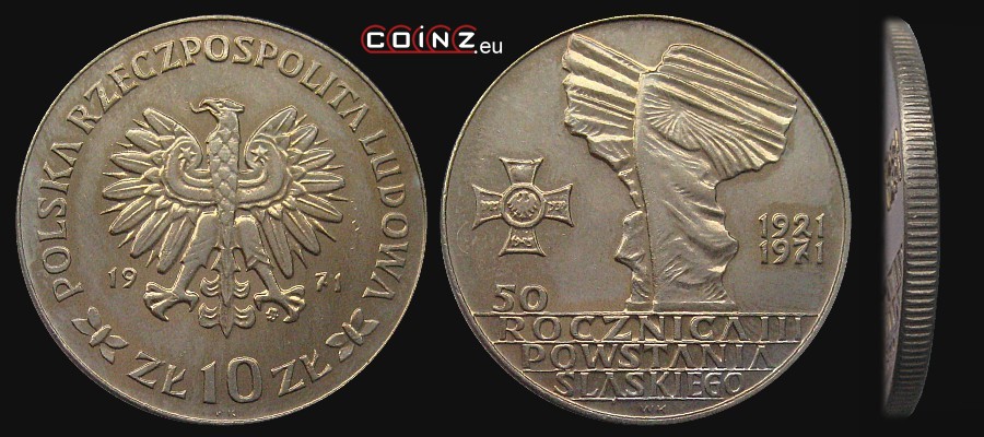 10 złotych 1971 Powstanie Śląskie - monety Polski (PRL)