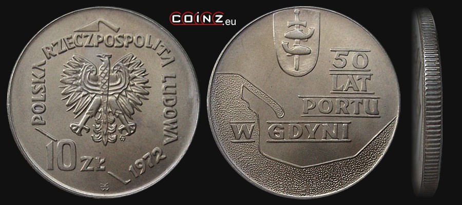 10 złotych 1972 Gdynia Seaport - Polish coins (PRL)