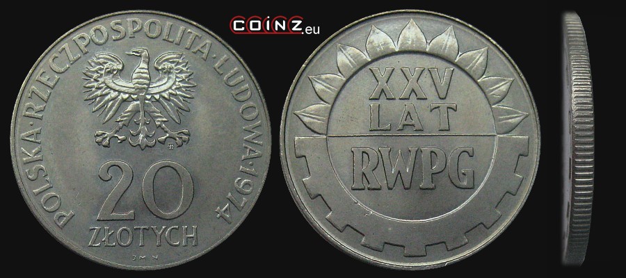 20 złotych 1974 XXV Lat RWPG - monety Polski (PRL)