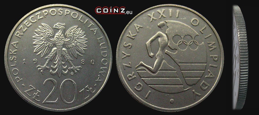 20 złotych 1980 Igrzyska XXII Olimpiady Moskwa - monety Polski (PRL)