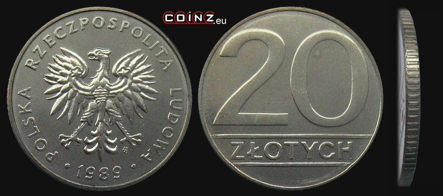 20 złotych 1989-1990 - Polish coins (PRL)