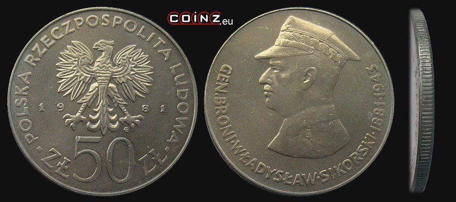 50 złotych 1981 Gen. Władysław Sikorski - Polish coins (PRL)