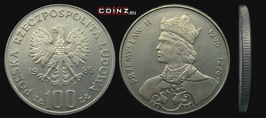 100 złotych 1985 Przemysław II - monety Polski (PRL)