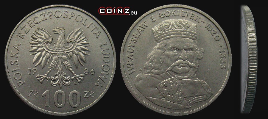 100 złotych 1986 Władysław Łokietek - Polish coins (PRL)