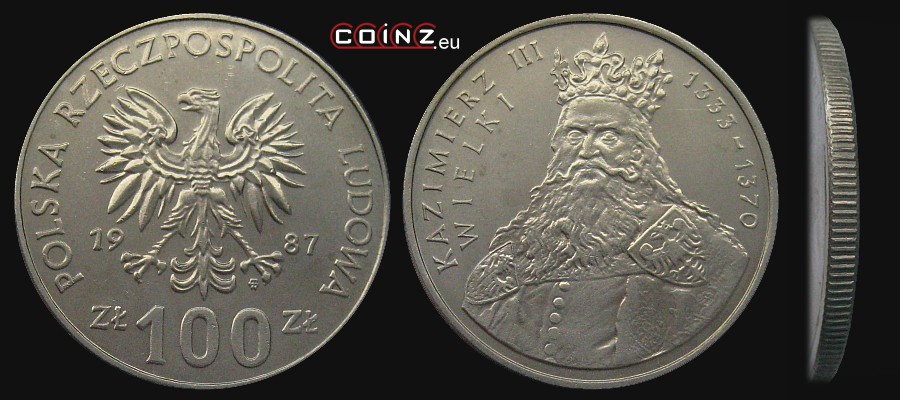 100 złotych 1987 Kazimierz Wielki - monety Polski (PRL)